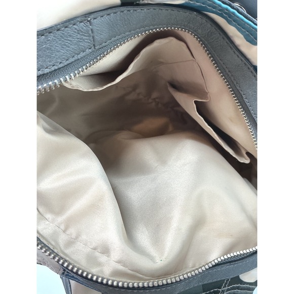 Coach Signature C Logo Print Hobo Shoulder Bag Gray Blue Silver - Picture 5 of 9